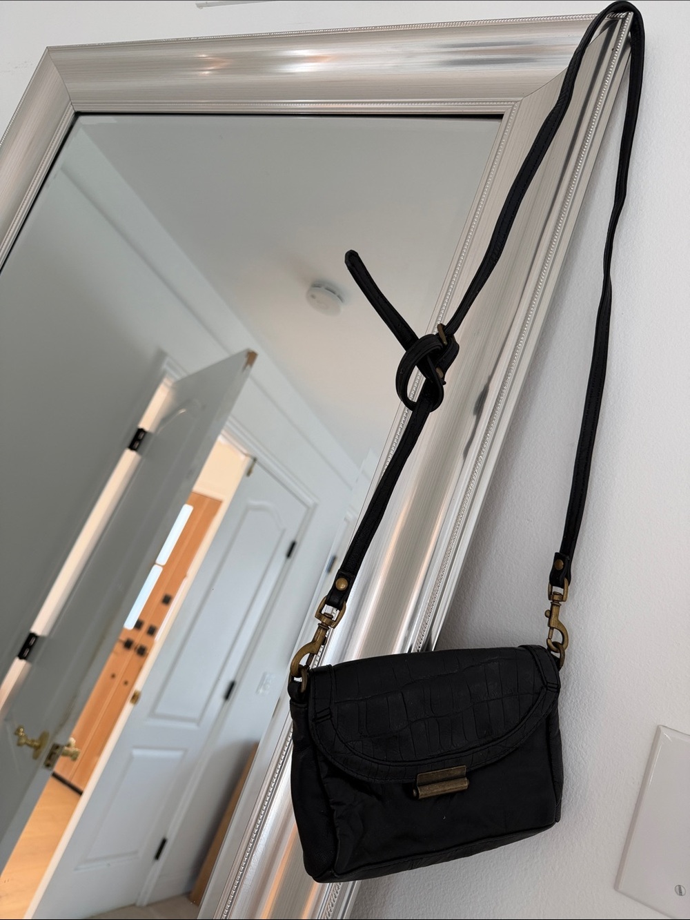 Nordstrom Black Crossbody Bag with Brass Hardware